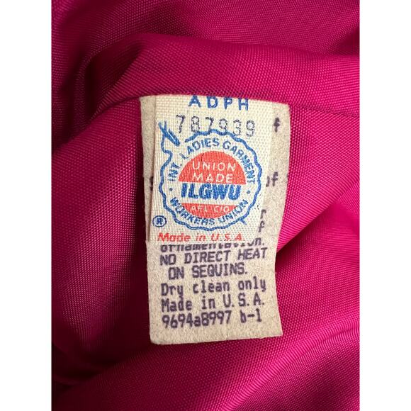 VINTAGE Karen Lawrence Black Pink Houndstooth Sequin Dress Blazer Set 4 VTG USA - Picture 8 of 10